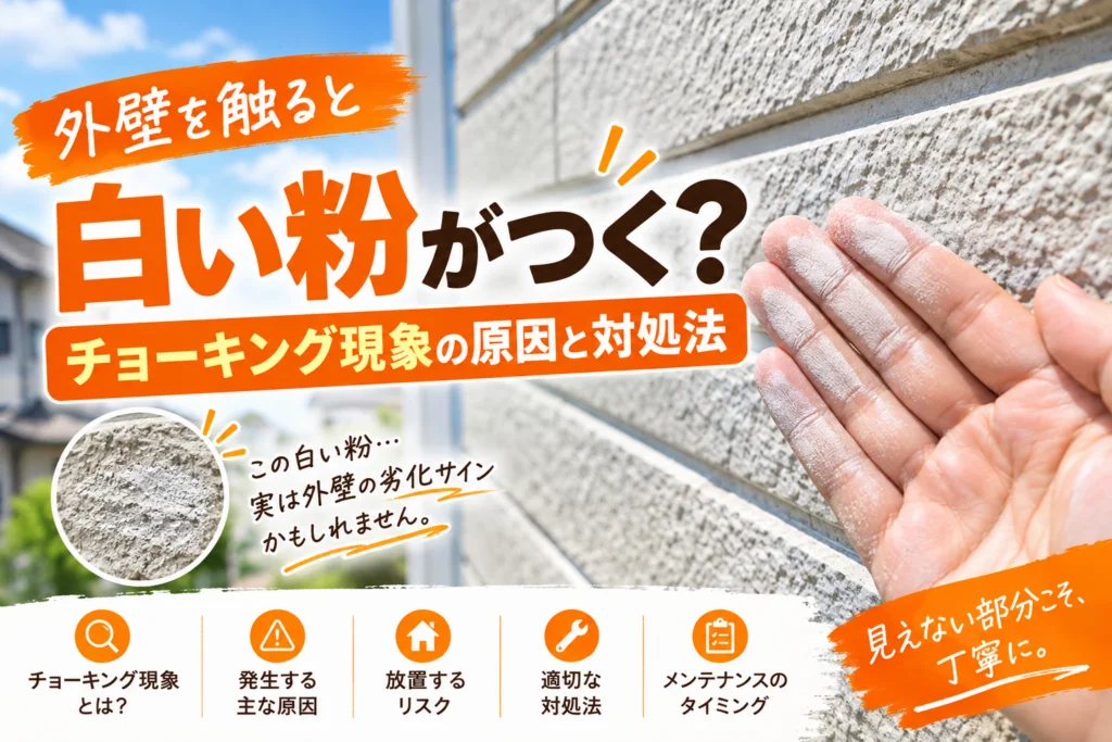外壁を触ると白い粉がつく？チョーキング現象の原因と対処法を解説！｜千葉市の外壁塗装ならカナエルホーム